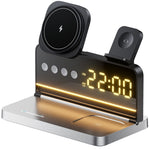HT-568 3-i-1 trådlös laddningsstation 15W magnetisk snabbladdningsstation klocka skrivbordslampa för iPhone Watch AirPods