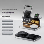 HT-568 3-i-1 trådlös laddningsstation 15W magnetisk snabbladdningsstation klocka skrivbordslampa för iPhone Watch AirPods