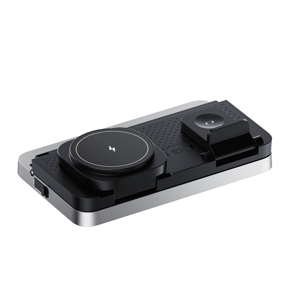 HT-568 3-i-1 trådlös laddningsstation 15W magnetisk snabbladdningsstation klocka skrivbordslampa för iPhone Watch AirPods