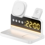 HT-568 3-i-1 trådlös laddningsstation 15W magnetisk snabbladdningsstation klocka skrivbordslampa för iPhone Watch AirPods