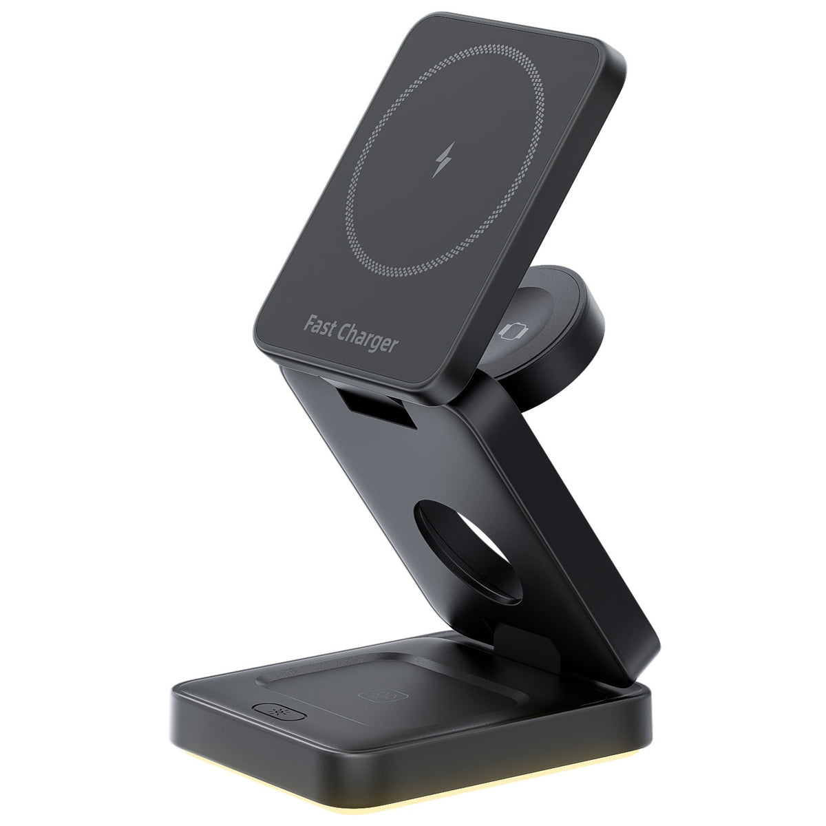 HT-552 Foldable Magnetic 15W Wireless Charger 3 in 1 Touch Night Light for Phone Watch Earbuds