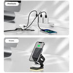 HT-552 Foldable Magnetic 15W Wireless Charger 3 in 1 Touch Night Light for Phone Watch Earbuds