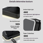 HT-552 Foldable Magnetic 15W Wireless Charger 3 in 1 Touch Night Light for Phone Watch Earbuds