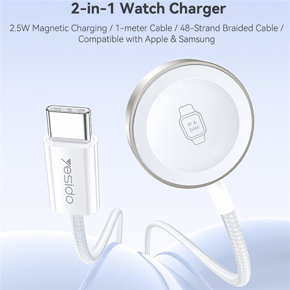 YESIDO DS42 2-i-1 trådløs uroplader 2,5W magnetisk opladningsdock til Samsung Galaxy iWatch
