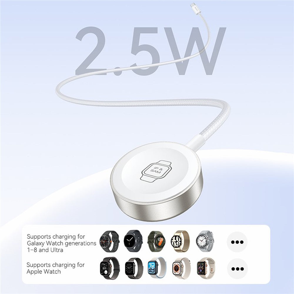 YESIDO DS42 2-i-1 trådløs uroplader 2,5W magnetisk opladningsdock til Samsung Galaxy iWatch