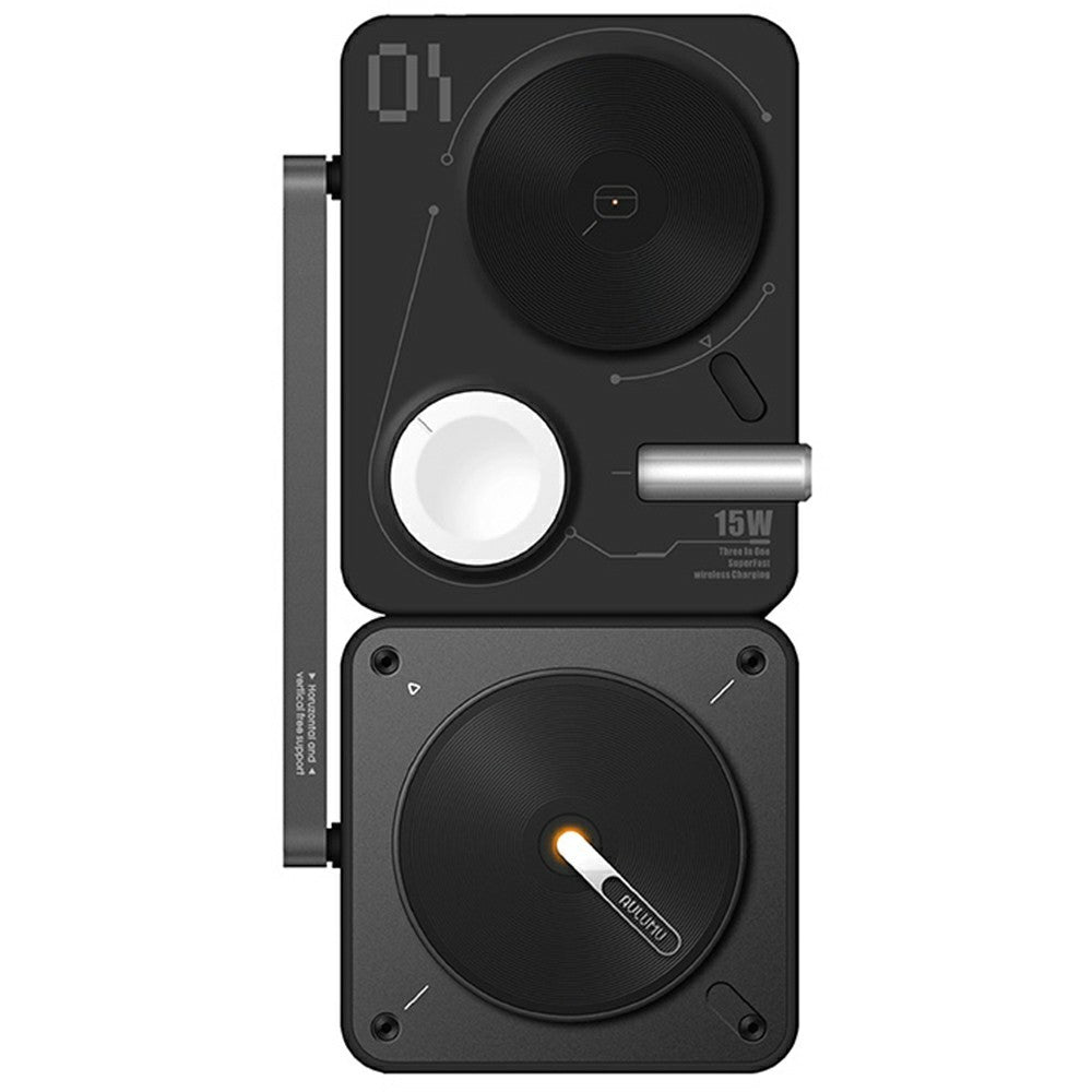 AULUMU M01 4-in-1 Wireless Charging Station Foldable Magnetic Wireless Charger Stand for iPhone Apple Watch AirPods iPad