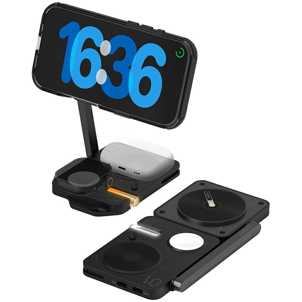 AULUMU M01 4-i-1 Trådløs Opladerstation Sammenklappelig Magnetisk Trådløs Opladerstander til iPhone Apple Watch AirPods iPad