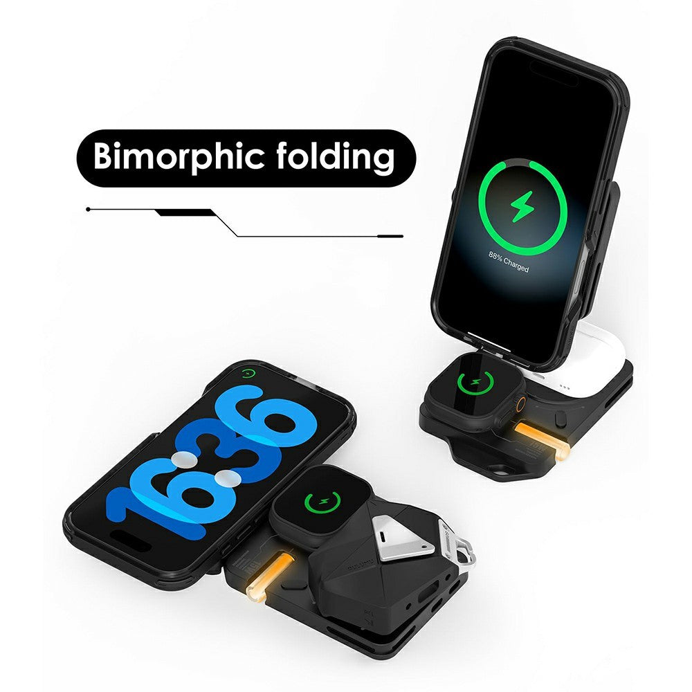 AULUMU M01 4-i-1 Trådløs Opladerstation Sammenklappelig Magnetisk Trådløs Opladerstander til iPhone Apple Watch AirPods iPad