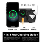 AULUMU M01 4-in-1 Wireless Charging Station Foldable Magnetic Wireless Charger Stand for iPhone Apple Watch AirPods iPad