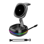 3-in-1 15W Magnetic Charging Station Foldable Charger Stand for Phone Watch Earbuds with Type-C Cable