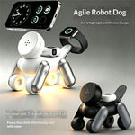 D6 3-in-1 Robot Dog Wireless Charging Station with Touch Night Light 15W Magnetic Charger for iPhone / AirPods / Apple Watch