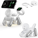 D6 3-in-1 Robot Dog Wireless Charging Station with Touch Night Light 15W Magnetic Charger for iPhone / AirPods / Apple Watch
