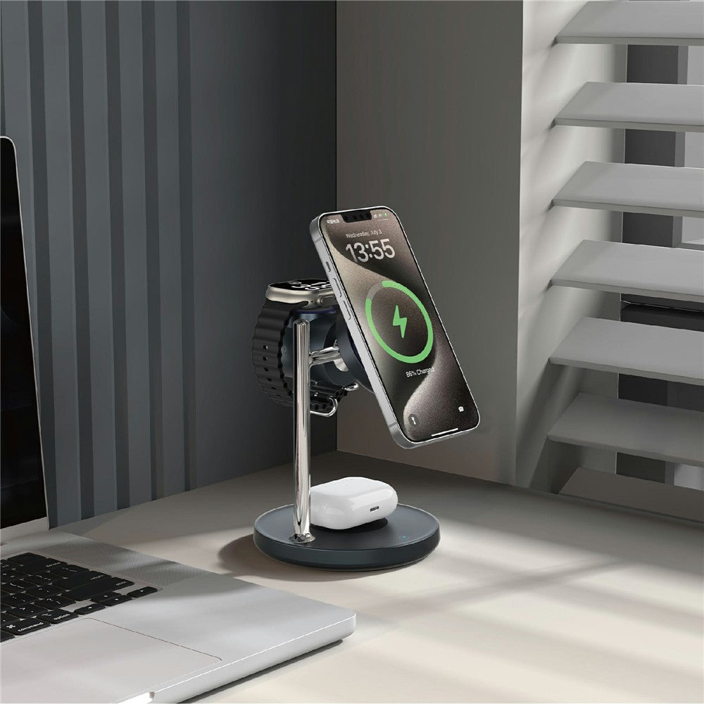 WIWU W041 3-in-1 Qi2.2 Magnetic Wireless Charger 25W Fast Charging Station for iPhone Apple Watch AirPods