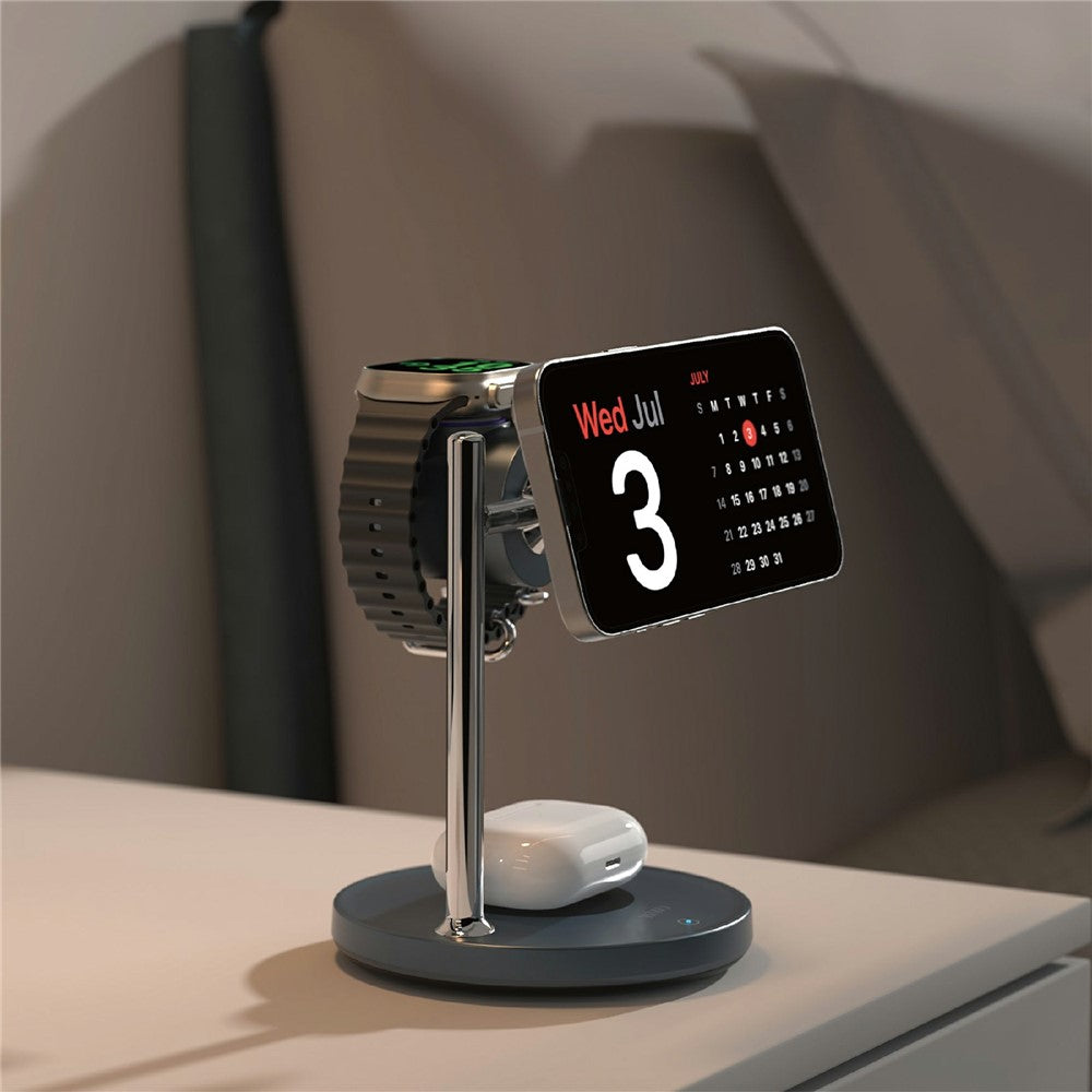 WIWU W041 3-in-1 Qi2.2 Magnetic Wireless Charger 25W Fast Charging Station for iPhone Apple Watch AirPods
