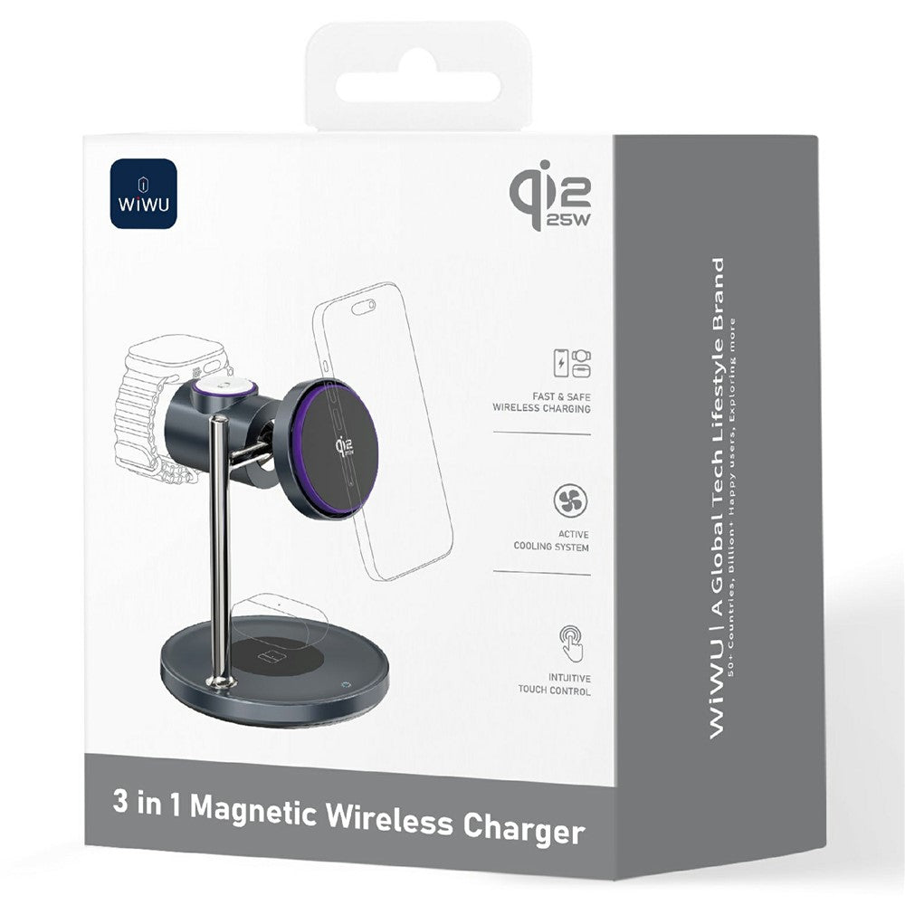 WIWU W041 3-in-1 Qi2.2 Magnetic Wireless Charger 25W Fast Charging Station for iPhone Apple Watch AirPods