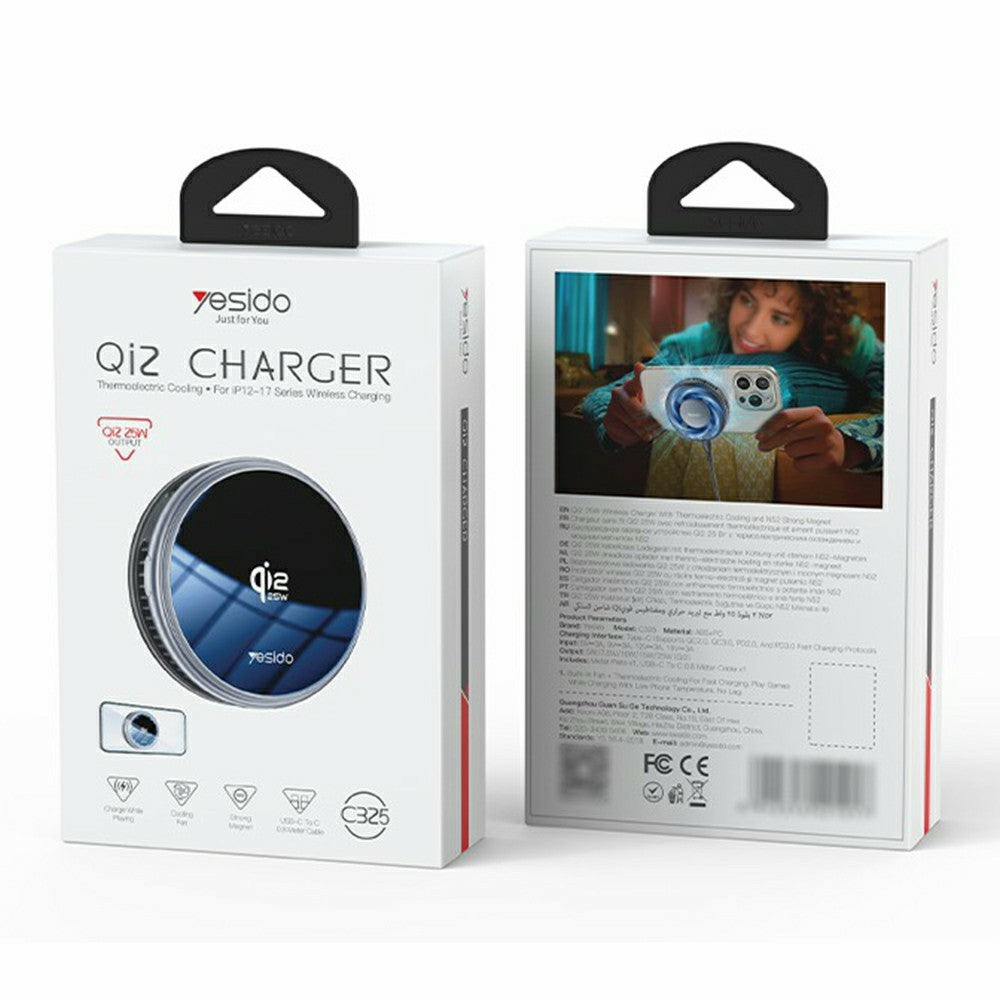 YESIDO C325 Qi2 25W Magnetisk Trådløs Oplader med Halvleder-Køling til Gaming