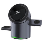 CBT-10 Qi2 15W Magnetic Charging Station 3 in 1 Wireless Charger Auto Rotating for iPhone / AirPods / Apple Watch