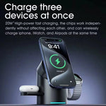 CBT-10 Qi2 15W Magnetic Charging Station 3 in 1 Wireless Charger Auto Rotating for iPhone / AirPods / Apple Watch