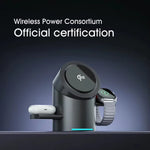 CBT-10 Qi2 15W Magnetic Charging Station 3 in 1 Wireless Charger Auto Rotating for iPhone / AirPods / Apple Watch