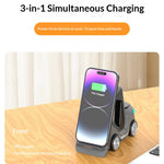 T20S Forklift Design 3 in 1 Desktop Wireless Charger Stand 15W Fast Charging for Phone Watch Earphone