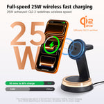 Q36-A 3 in 1 Magnetic Wireless Charger Qi2.2 25W Fast Charging Desktop Stand for iPhone Apple Watch AirPods