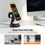 Q36-A 3-i-1 magnetisk trådløs oplader Qi2.2 25W hurtigopladning desktopstander til iPhone Apple Watch AirPods