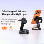 Q36-A 3-i-1 magnetisk trådløs oplader Qi2.2 25W hurtigopladning desktopstander til iPhone Apple Watch AirPods