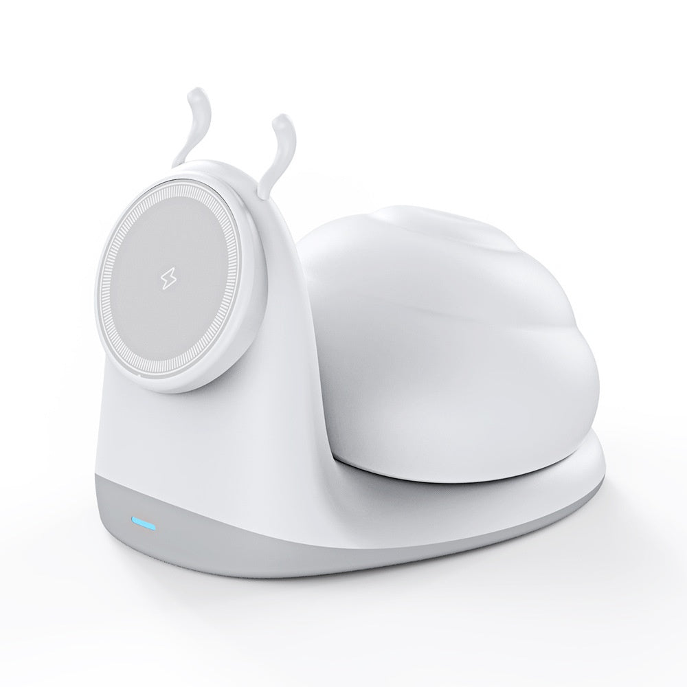 W11 Snegl Design Magnetisk Trådløs Oplader 15W Hurtig Opladningsstander med Natlys