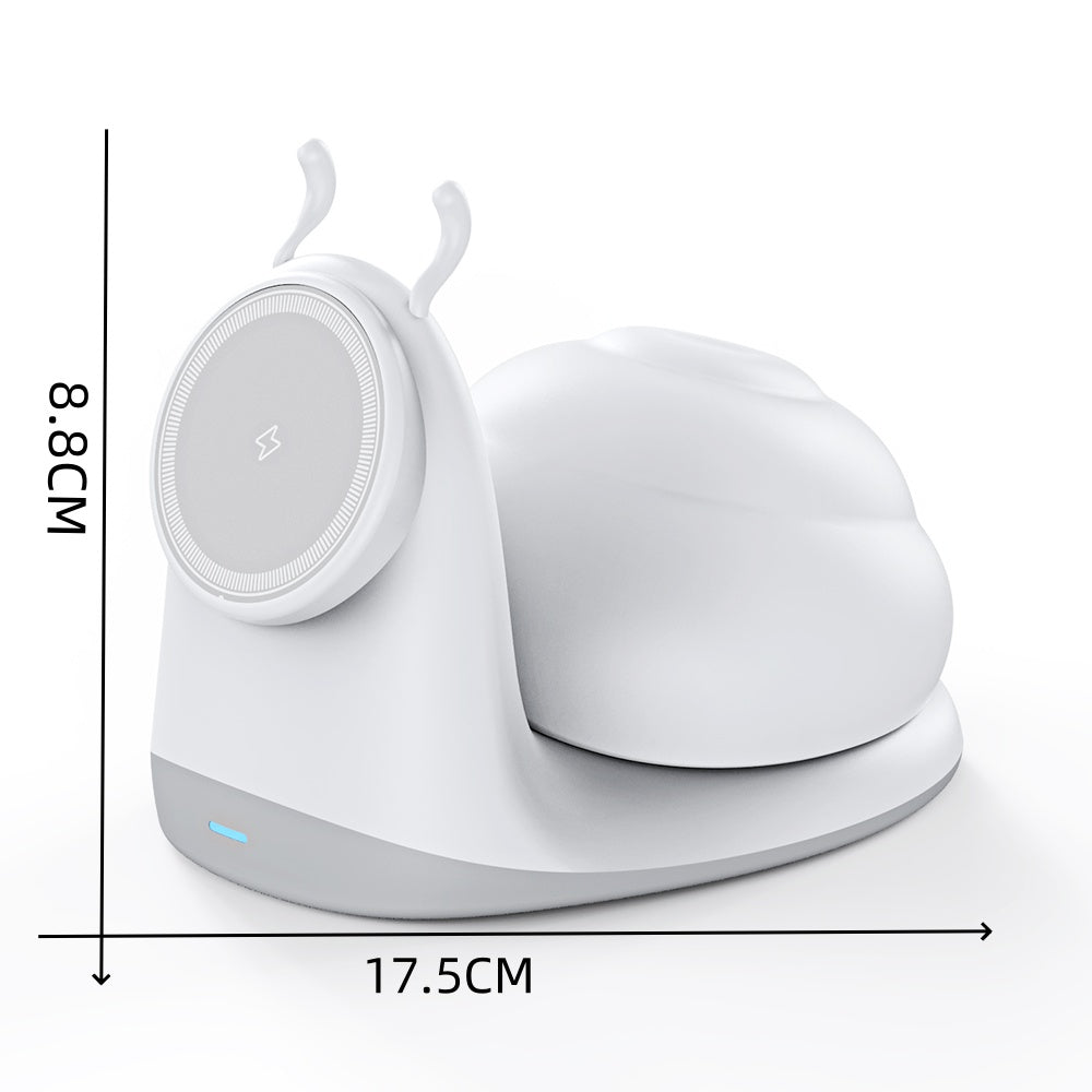 W11 Snegl Design Magnetisk Trådløs Oplader 15W Hurtig Opladningsstander med Natlys