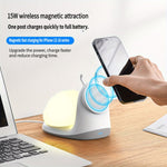 W11 Snegl Design Magnetisk Trådløs Oplader 15W Hurtig Opladningsstander med Natlys