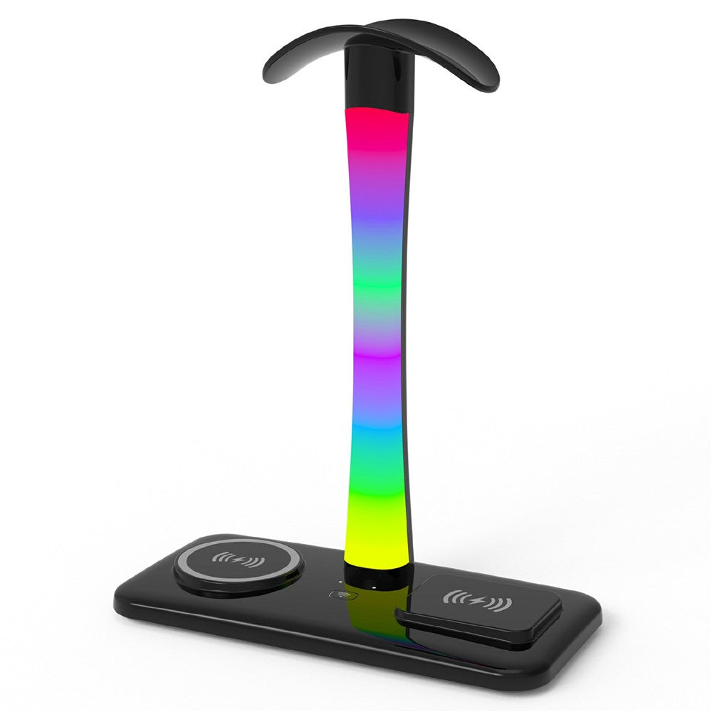 D9 Headphone Stand 15W Wireless Charging RGB Ambient Light Charging Dock for Gaming Desktop