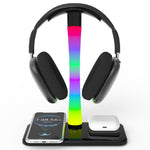 D9 Headphone Stand 15W Wireless Charging RGB Ambient Light Charging Dock for Gaming Desktop