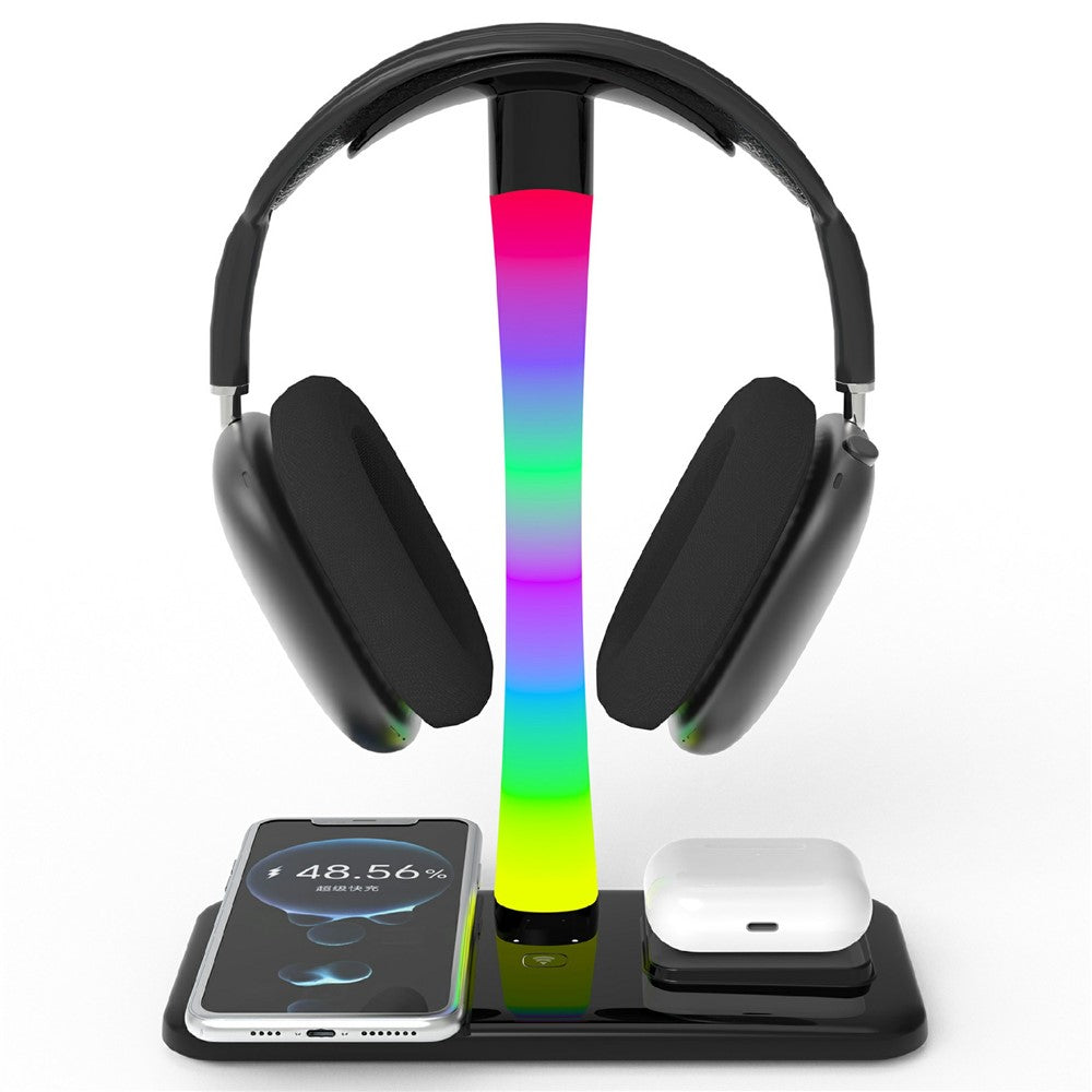 D9 Headphone Stand 15W Wireless Charging RGB Ambient Light Charging Dock for Gaming Desktop