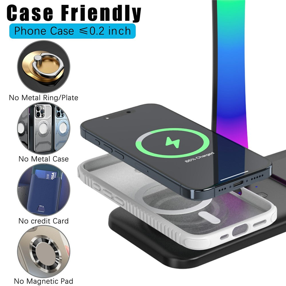 D9 Headphone Stand 15W Wireless Charging RGB Ambient Light Charging Dock for Gaming Desktop