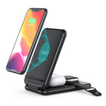 B-13 3-in-1 15W Wireless Charger Cell Phone Stand Holder Foldable Charging Pad for Apple Watch / AirPods