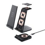 B-12 Universal Desktop Charger 3-in-1 15W Wireless Charging Folding Stand for Mobile Phone / Earphones / Smart Watch