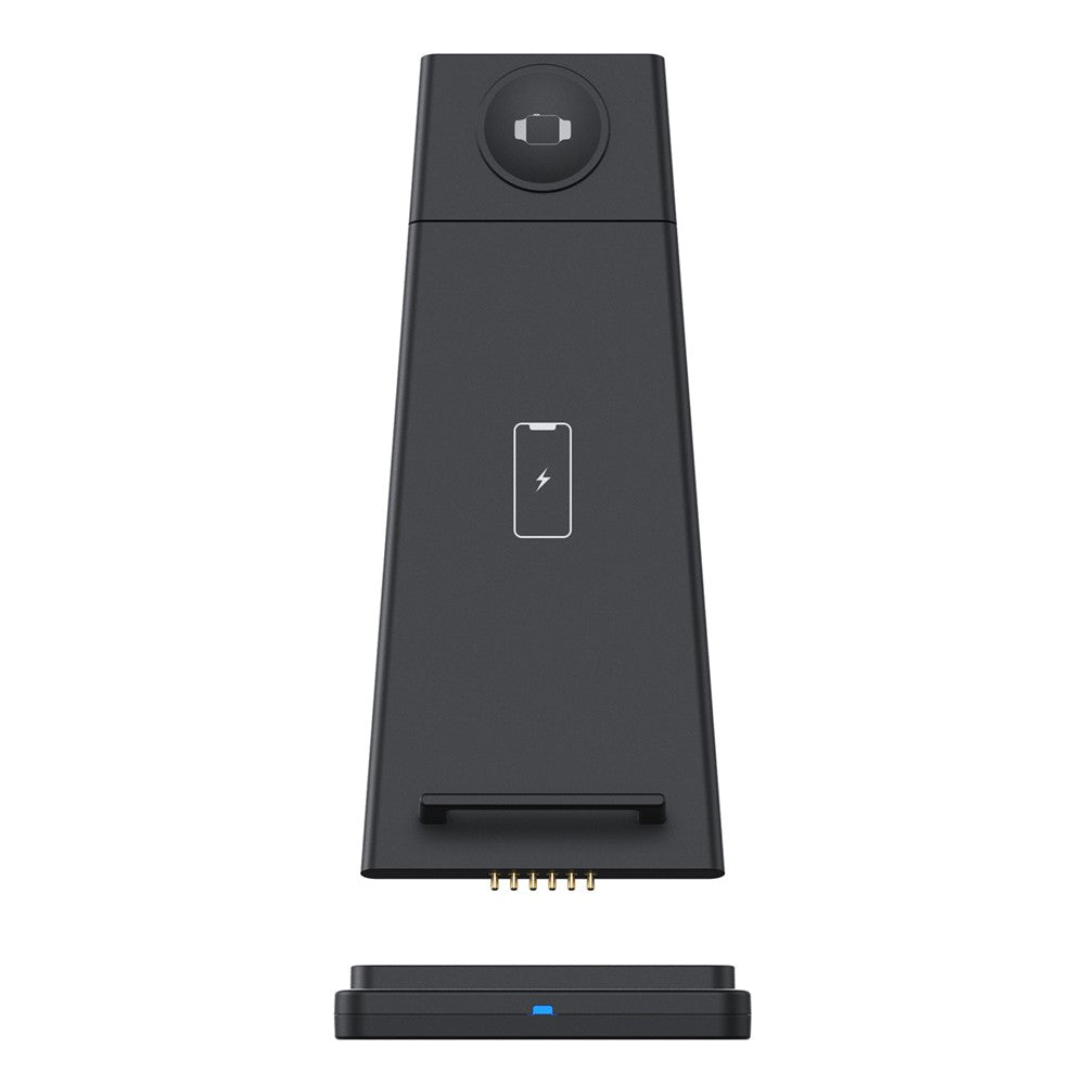 B-12 Universal Desktop Charger 3-in-1 15W Wireless Charging Folding Stand for Mobile Phone / Earphones / Smart Watch