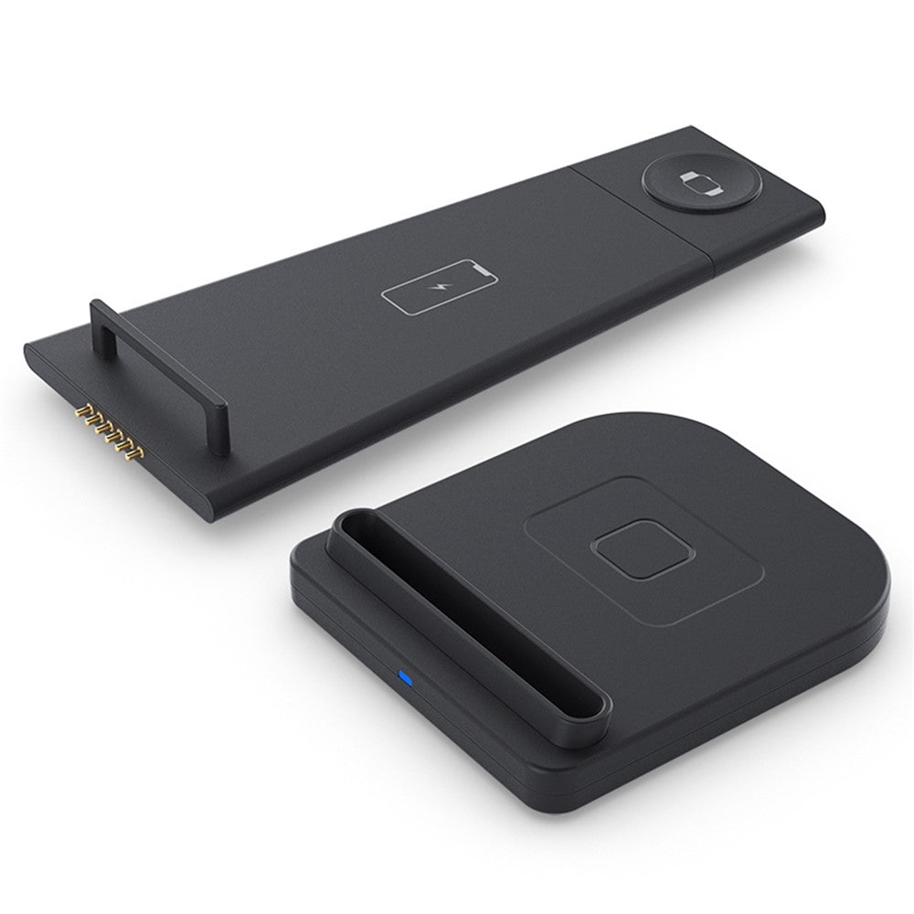 B-12 Universal Desktop Charger 3-in-1 15W Wireless Charging Folding Stand for Mobile Phone / Earphones / Smart Watch