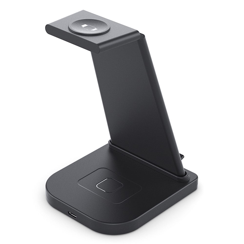 B-12 Universal Desktop Charger 3-in-1 15W Wireless Charging Folding Stand for Mobile Phone / Earphones / Smart Watch