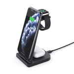 B-12 Universal Desktop Charger 3-in-1 15W Wireless Charging Folding Stand for Mobile Phone / Earphones / Smart Watch
