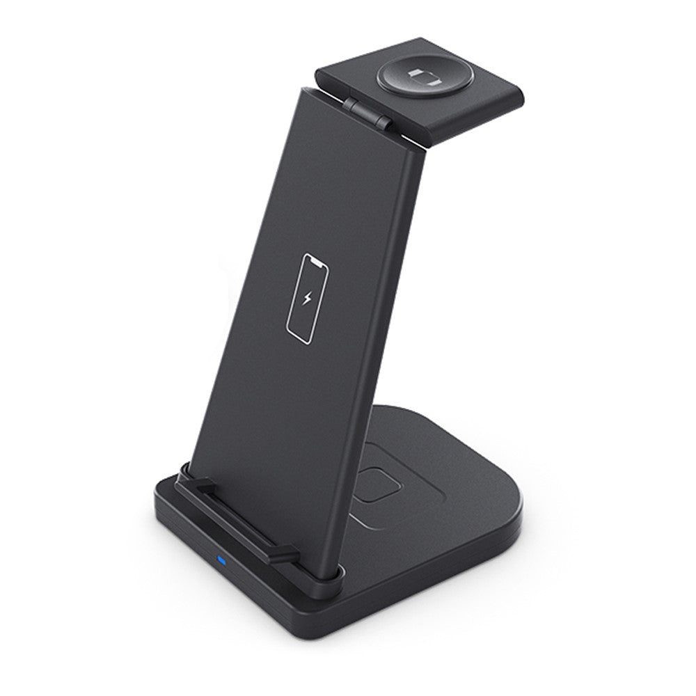 B-12 Universal Desktop Charger 3-in-1 15W Wireless Charging Folding Stand for Mobile Phone / Earphones / Smart Watch