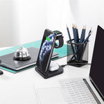 B-12 Universal Desktop Charger 3-in-1 15W Wireless Charging Folding Stand for Mobile Phone / Earphones / Smart Watch