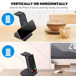 B-12 Universal Desktop Charger 3-in-1 15W Wireless Charging Folding Stand for Mobile Phone / Earphones / Smart Watch