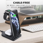 B-12 Universal Desktop Charger 3-in-1 15W Wireless Charging Folding Stand for Mobile Phone / Earphones / Smart Watch