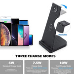 B-12 Universal Desktop Charger 3-in-1 15W Wireless Charging Folding Stand for Mobile Phone / Earphones / Smart Watch