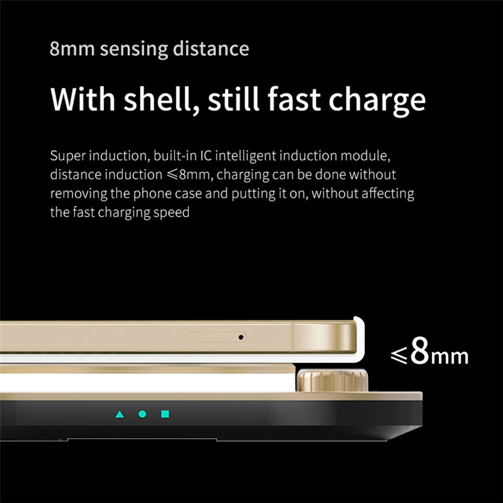 X3 15W Fast Charging 3-in-1 Wireless Charger for Mobile Phones, Watches, Headset Cordless Charging Pad (Basic Version)