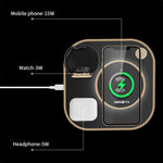 X3 15W Fast Charging 3-in-1 Wireless Charger for Mobile Phones, Watches, Headset Cordless Charging Pad (Basic Version)