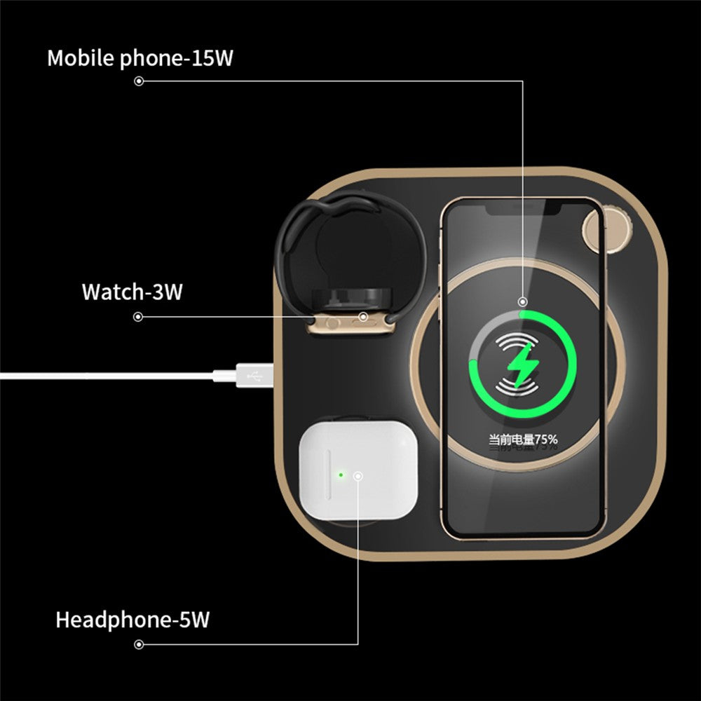 X3 15W Fast Charging 3-in-1 Wireless Charger for Mobile Phones, Watches, Headset Cordless Charging Pad (Basic Version)