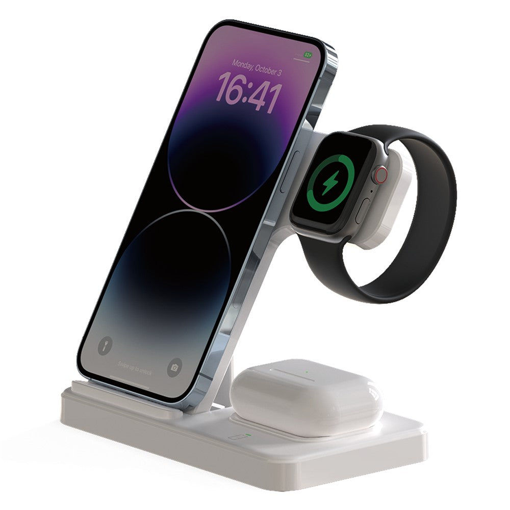 Z5G 3 i 1 15W snabb trådlös laddare hopfällbar laddningsstation för Qi-mobiler / hörlurar / iWatch