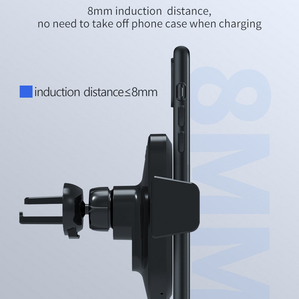 X11 3-akset trådløs biloplader 15W hurtigopladende telefonholder med udluftningsholder, instrumentbrætstativ, QC3.0 cigarettænderoplader